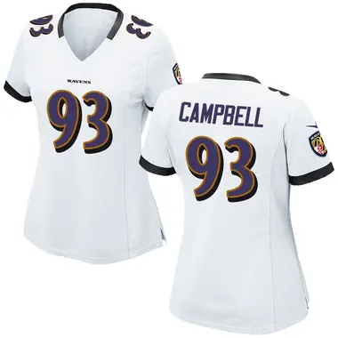 Calais Campbell Women's Game White Baltimore Ravens Jersey