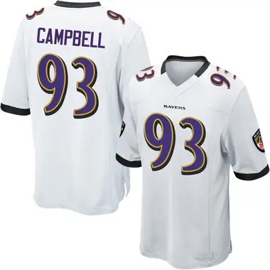 Calais Campbell Youth Game White Baltimore Ravens Jersey