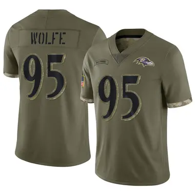 Derek Wolfe Men's Limited Olive Baltimore Ravens 2022 Salute To Service Jersey