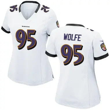 Derek Wolfe Women's Game White Baltimore Ravens Jersey