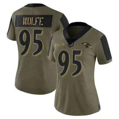Derek Wolfe Women's Limited Olive Baltimore Ravens 2021 Salute To Service Jersey