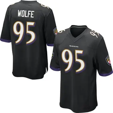 Derek Wolfe Youth Game Black Baltimore Ravens Jersey