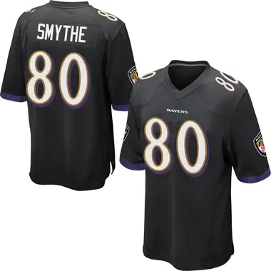 Durham Smythe Men's Game Black Baltimore Ravens Jersey