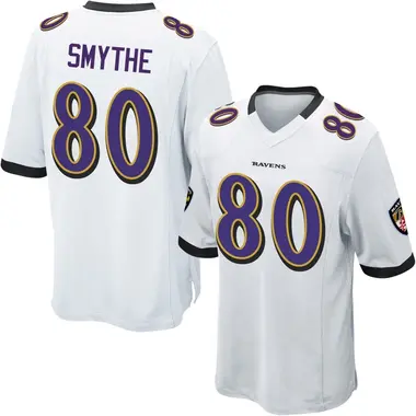 Durham Smythe Men's Game White Baltimore Ravens Jersey