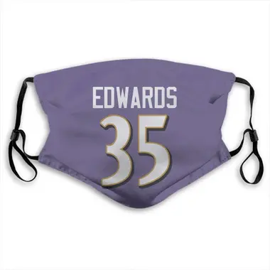 Gus Edwards Name & Number Purple Baltimore Ravens Face Mask