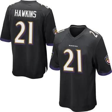 Jaylinn Hawkins Men's Game Black Baltimore Ravens Jersey
