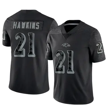 Jaylinn Hawkins Men's Limited Black Baltimore Ravens Reflective Jersey