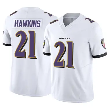 Jaylinn Hawkins Men's Limited White Baltimore Ravens Vapor F.U.S.E. Jersey