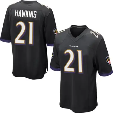 Jaylinn Hawkins Youth Game Black Baltimore Ravens Jersey