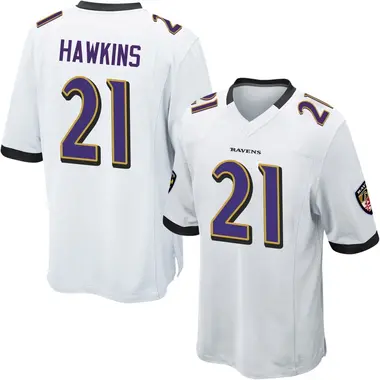 Jaylinn Hawkins Youth Game White Baltimore Ravens Jersey