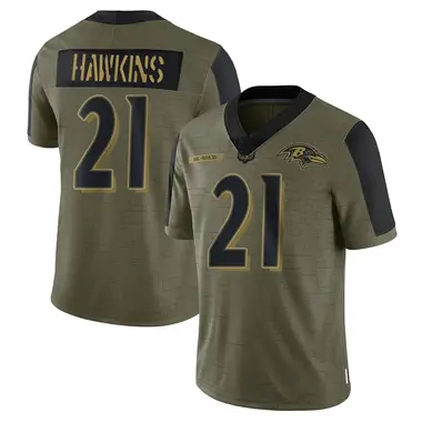 Jaylinn Hawkins Youth Limited Olive Baltimore Ravens 2021 Salute To Service Jersey