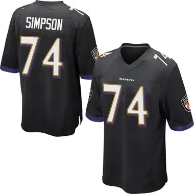 John Simpson Men's Game Black Baltimore Ravens Jersey