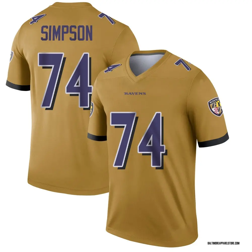 John Simpson Youth Legend Gold Baltimore Ravens Inverted Jersey