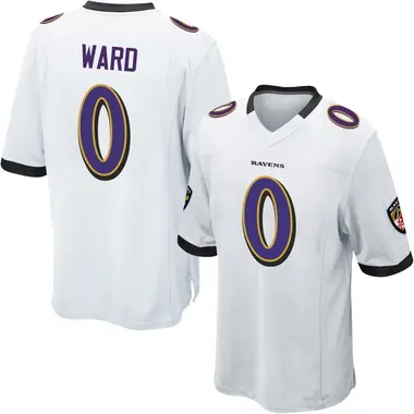Jonathan Ward Men's Game White Baltimore Ravens Jersey