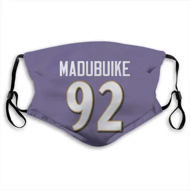 Justin Madubuike Name & Number Purple Baltimore Ravens Face Mask