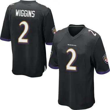 Nate Wiggins Men's Game Black Baltimore Ravens Jersey
