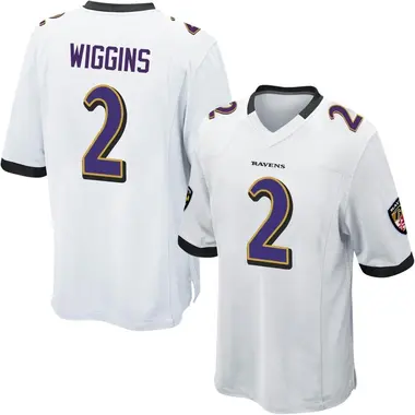 Nate Wiggins Men's Game White Baltimore Ravens Jersey
