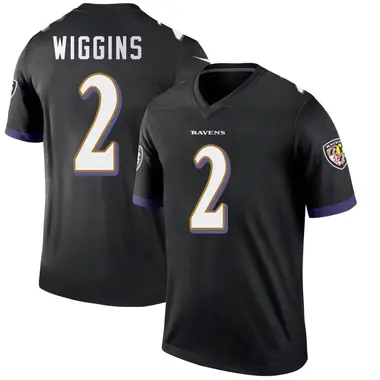 Nate Wiggins Men's Legend Black Baltimore Ravens Jersey