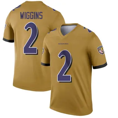 Nate Wiggins Men's Legend Gold Baltimore Ravens Inverted Jersey