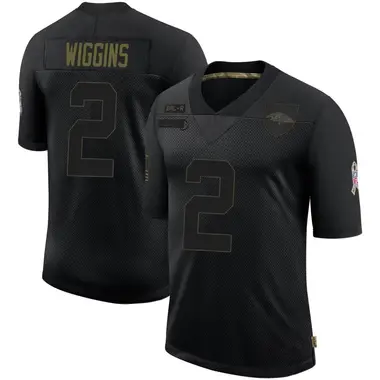 Nate Wiggins Men's Limited Black Baltimore Ravens 2020 Salute To Service Jersey