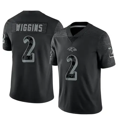 Nate Wiggins Men's Limited Black Baltimore Ravens Reflective Jersey
