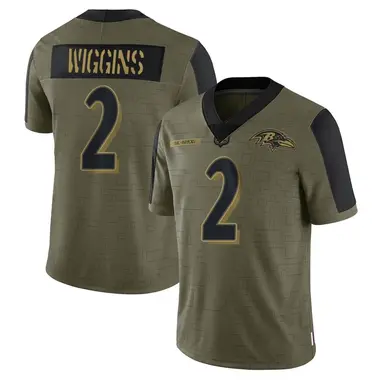 Nate Wiggins Men's Limited Olive Baltimore Ravens 2021 Salute To Service Jersey