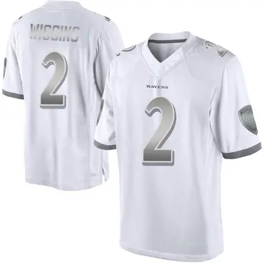 Nate Wiggins Men's Limited White Baltimore Ravens Platinum Jersey