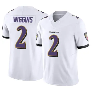 Nate Wiggins Men's Limited White Baltimore Ravens Vapor F.U.S.E. Jersey
