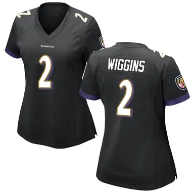 Nate Wiggins Women's Game Black Baltimore Ravens Jersey