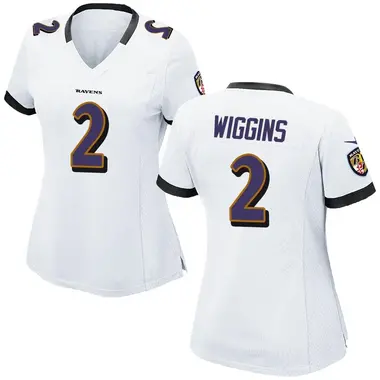 Nate Wiggins Women's Game White Baltimore Ravens Jersey