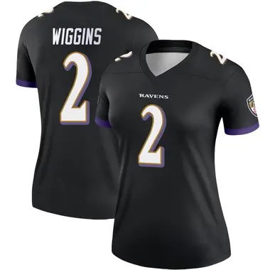 Nate Wiggins Women's Legend Black Baltimore Ravens Jersey