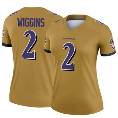 Nate Wiggins Women's Legend Gold Baltimore Ravens Inverted Jersey