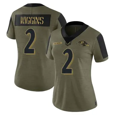 Nate Wiggins Women's Limited Olive Baltimore Ravens 2021 Salute To Service Jersey