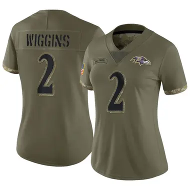 Nate Wiggins Women's Limited Olive Baltimore Ravens 2022 Salute To Service Jersey