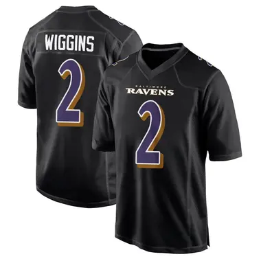 Nate Wiggins Youth Game Black Baltimore Ravens Carbon Fashion Jersey