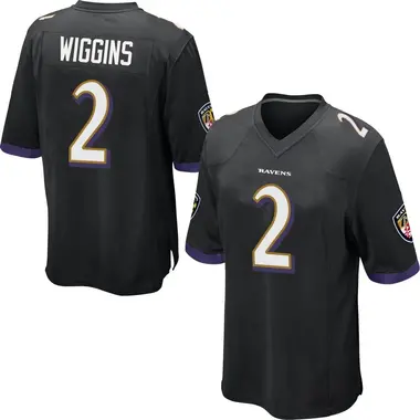 Nate Wiggins Youth Game Black Baltimore Ravens Jersey