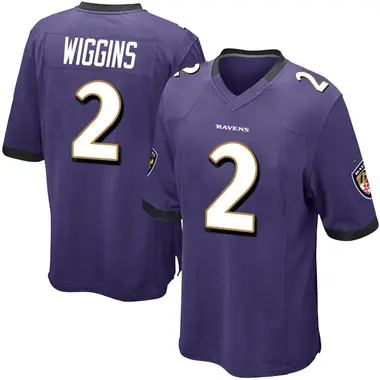 Nate Wiggins Youth Game Purple Baltimore Ravens Team Color Jersey