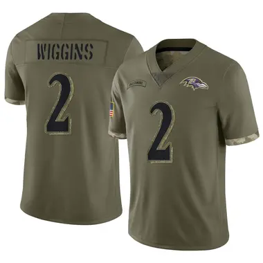 Nate Wiggins Youth Limited Olive Baltimore Ravens 2022 Salute To Service Jersey