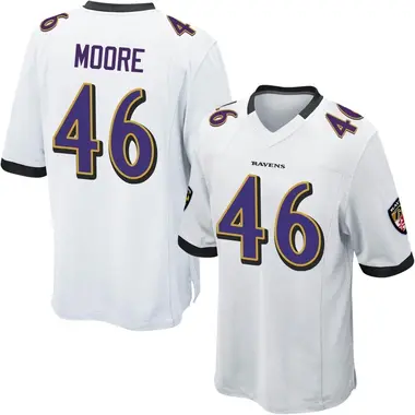 Nick Moore Men's Game White Baltimore Ravens Jersey