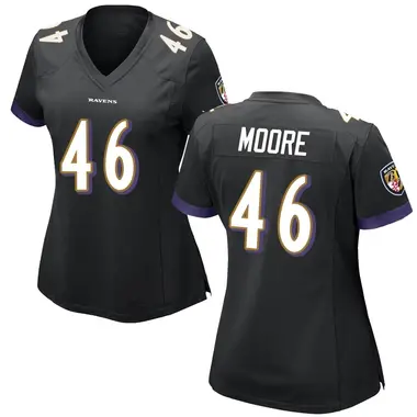Nick Moore Women's Game Black Baltimore Ravens Jersey