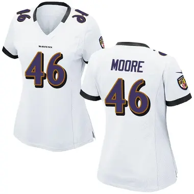 Nick Moore Women's Game White Baltimore Ravens Jersey