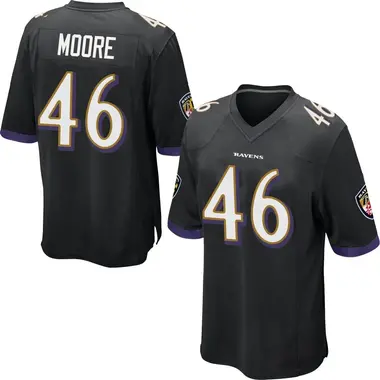 Nick Moore Youth Game Black Baltimore Ravens Jersey