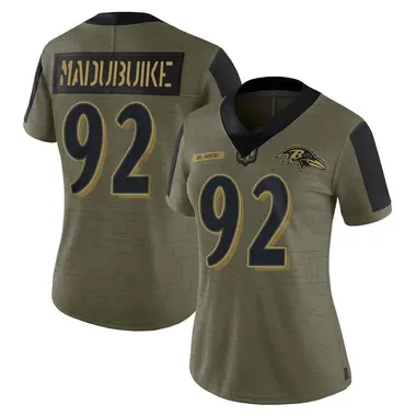 Nnamdi Madubuike Women's Limited Olive Baltimore Ravens 2021 Salute To Service Jersey
