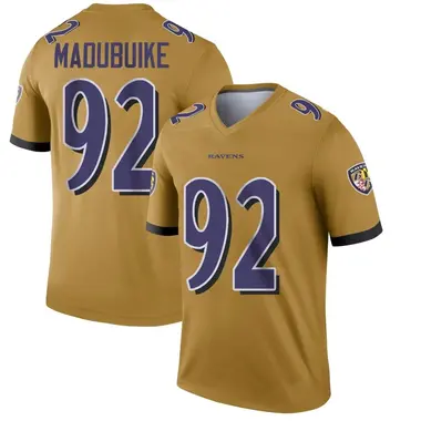 Nnamdi Madubuike Youth Legend Gold Baltimore Ravens Inverted Jersey