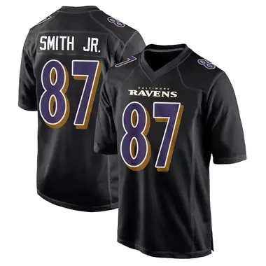 Octavian Smith Jr. Men's Game Black Baltimore Ravens Carbon Fashion Jersey