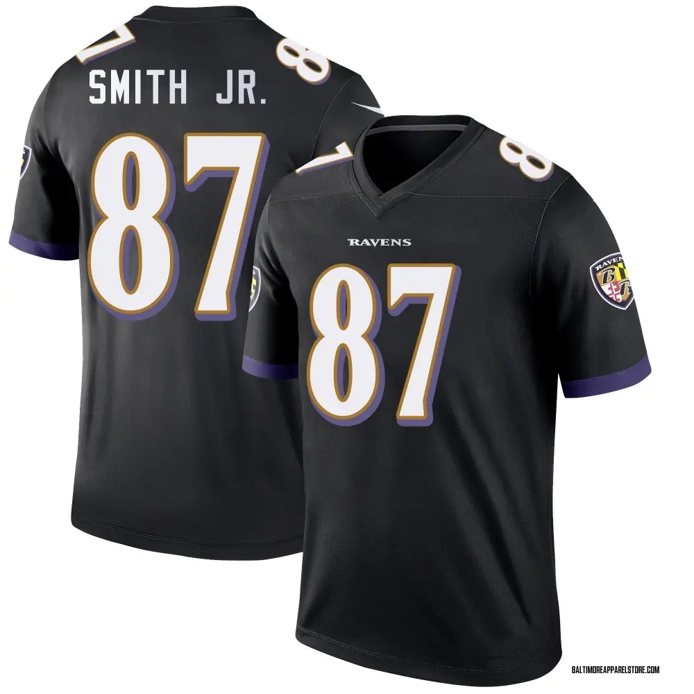 Octavian Smith Jr. Men's Legend Black Baltimore Ravens Jersey