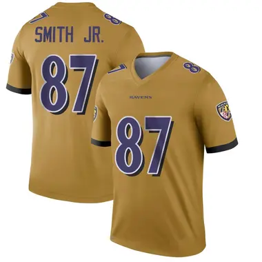 Octavian Smith Jr. Men's Legend Gold Baltimore Ravens Inverted Jersey