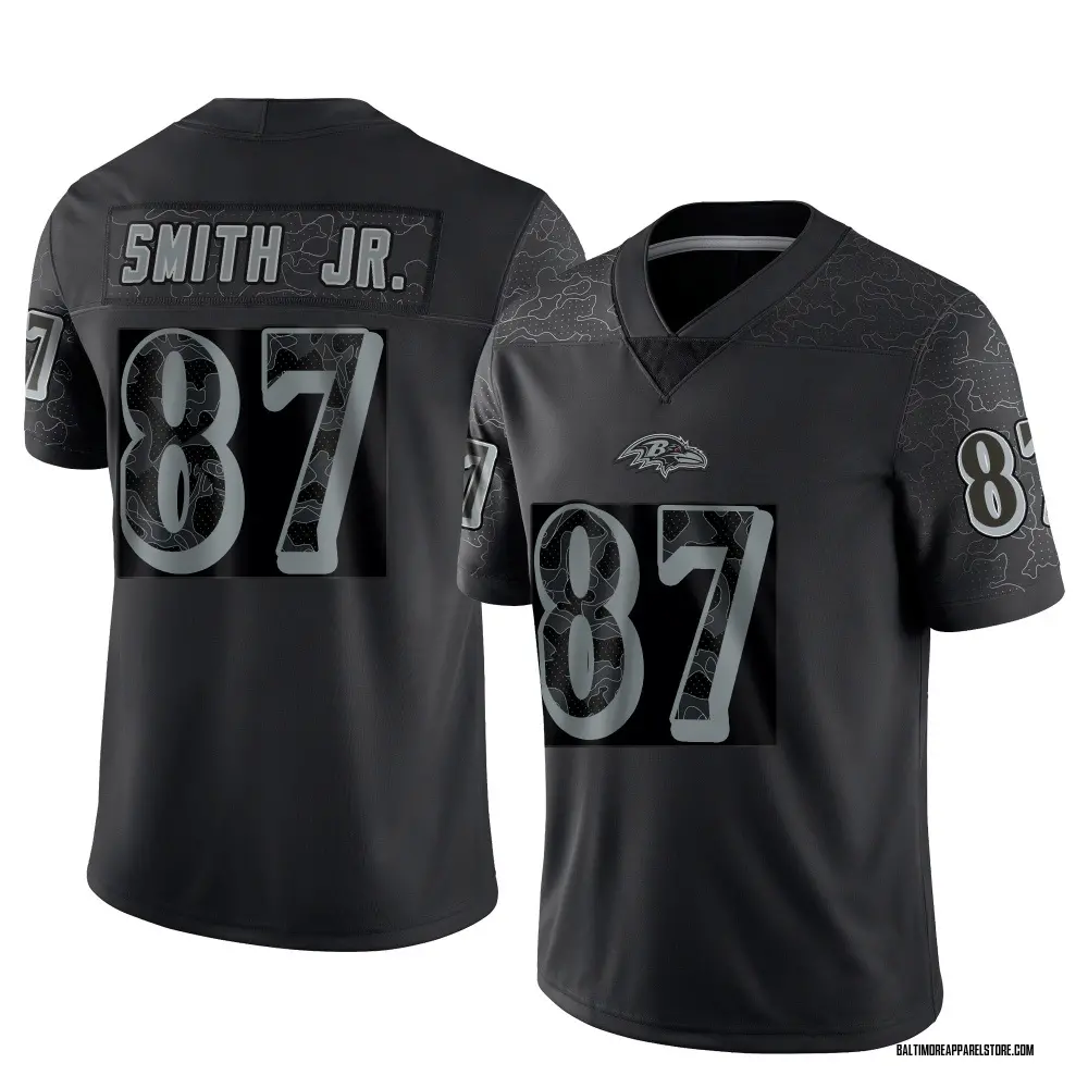 Octavian Smith Jr. Men's Limited Black Baltimore Ravens Reflective Jersey