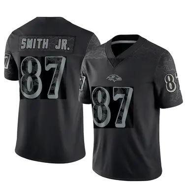 Octavian Smith Jr. Men's Limited Black Baltimore Ravens Reflective Jersey