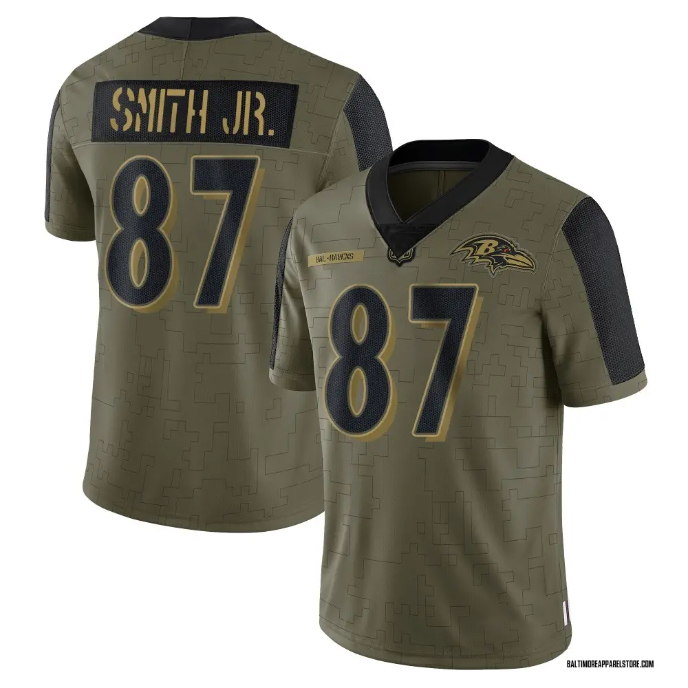 Octavian Smith Jr. Men's Limited Olive Baltimore Ravens 2021 Salute To Service Jersey